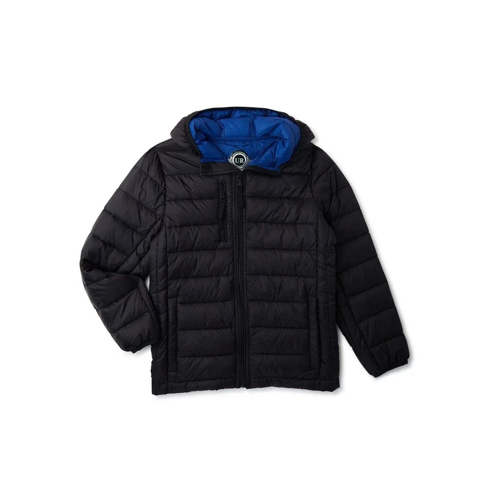 Urban Republic Little Boys Packable Nylon Quilted Puffer Zip Up Hooded Jacket M